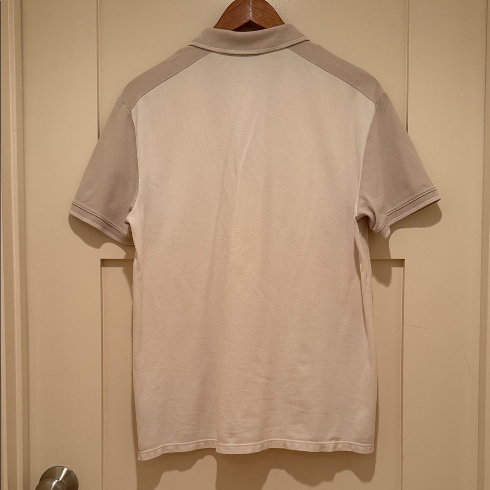 Club Monaco Polo Shirt Mens Medium Cream Beige Contrast Collar Stretch - Picture 9 of 9